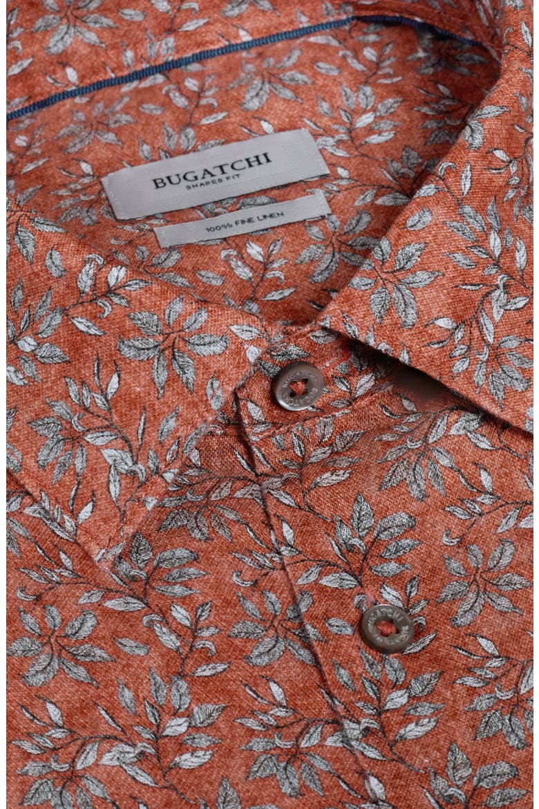 Julian Shaped Fit Floral Linen Button-Up Shirt, Alternate, color, SIENNA