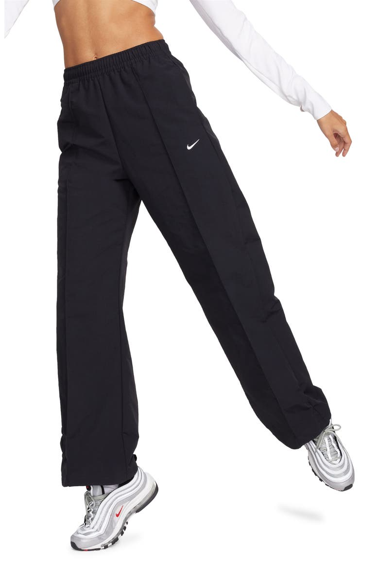 Sportswear Everything Wovens Mid-Rise Open-Hem Pants, Main, color, BLACK/WHITE