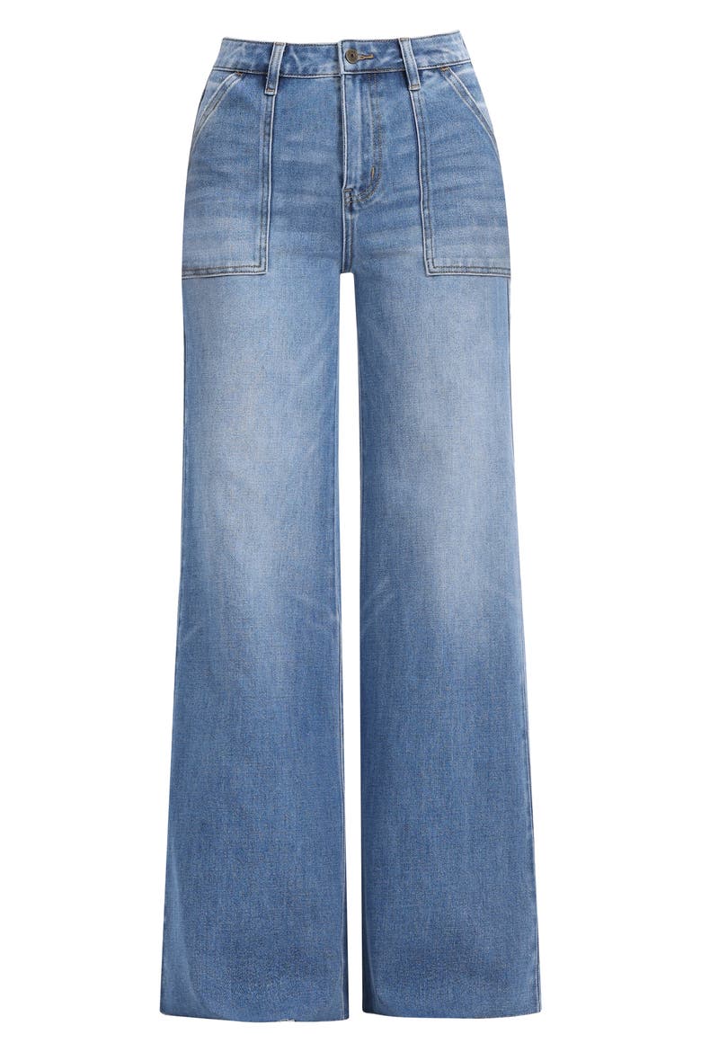 Raw Hem High Waist Super Wide Leg Utility Jeans, Alternate, color, LUMINA
