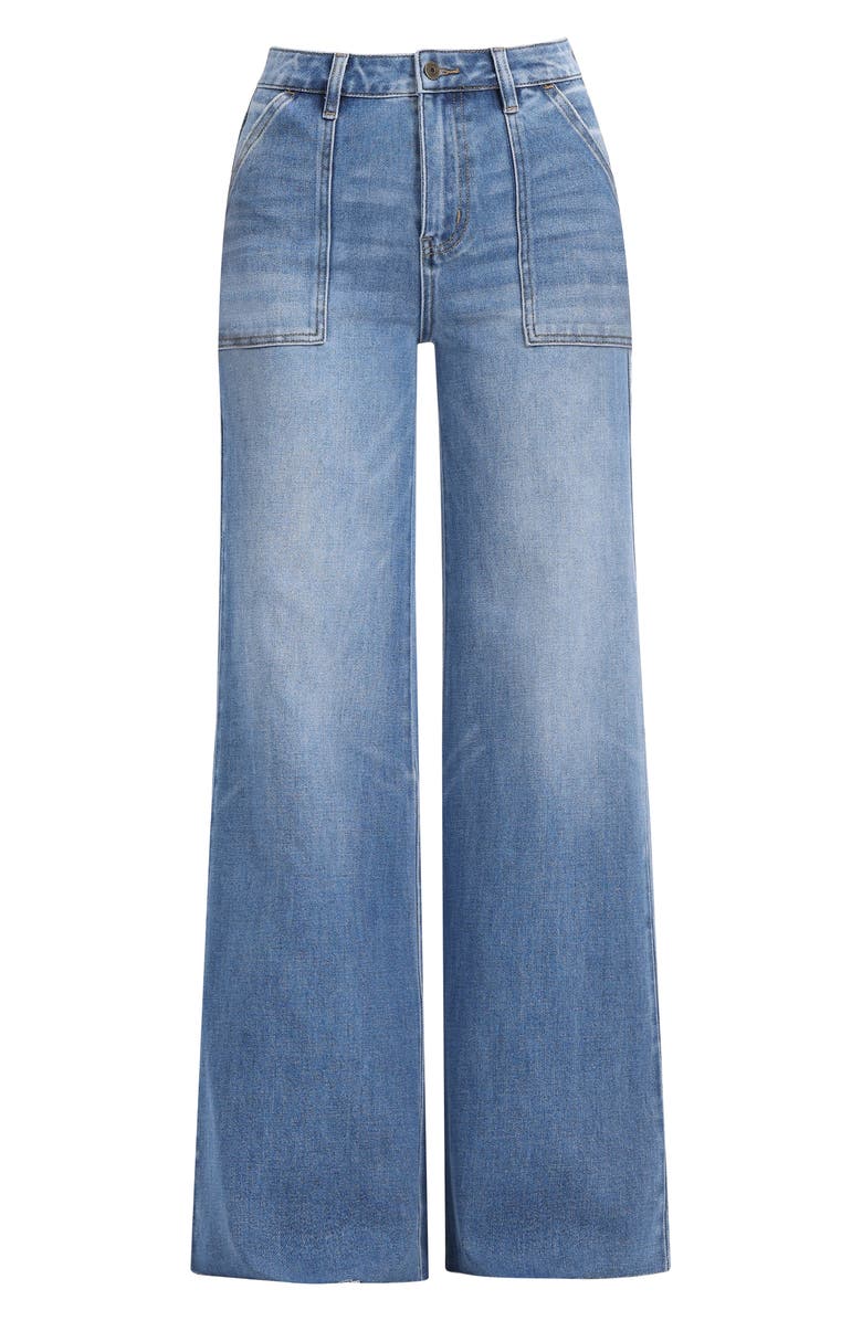 Bayeas Raw Hem High Waist Super Wide Leg Utility Jeans, Alternate, color,
