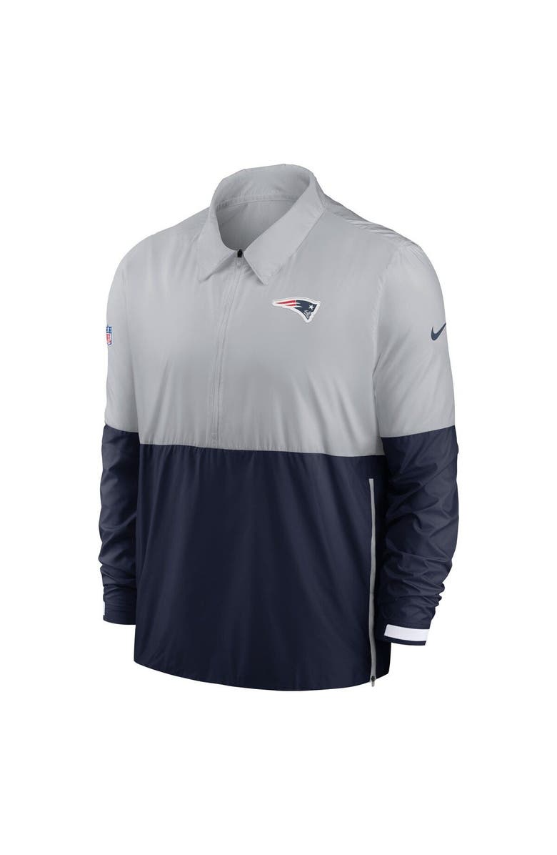 Nike Men's Nike Gray/Navy New England Patriots Sideline Coaches Half-Zip Jacket, Alternate, color, 