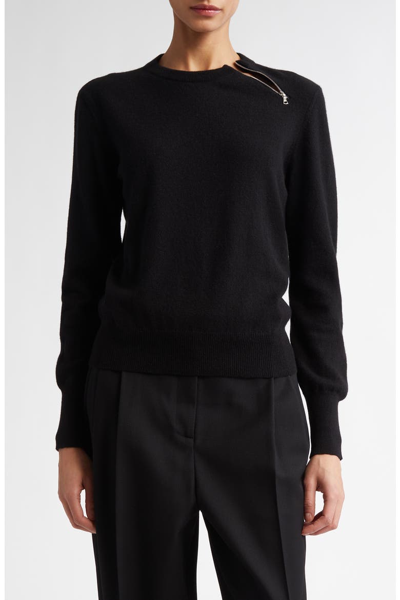 Bea Zip Cashmere Sweater, Main, color, BLACK