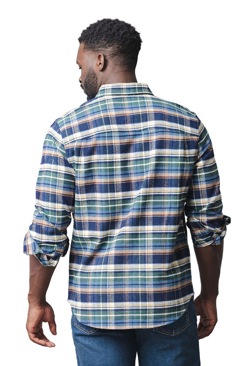Organic Flannel Button Down Shirt, Alternate, color, Navy Cottage Plaid