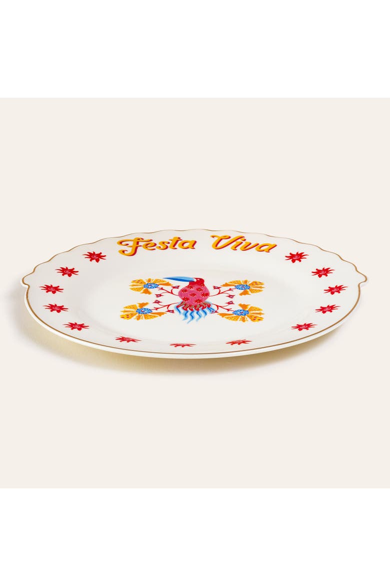 Porcelain Festa Viva Cake Plate 2 Pcs Set, Alternate, color, White