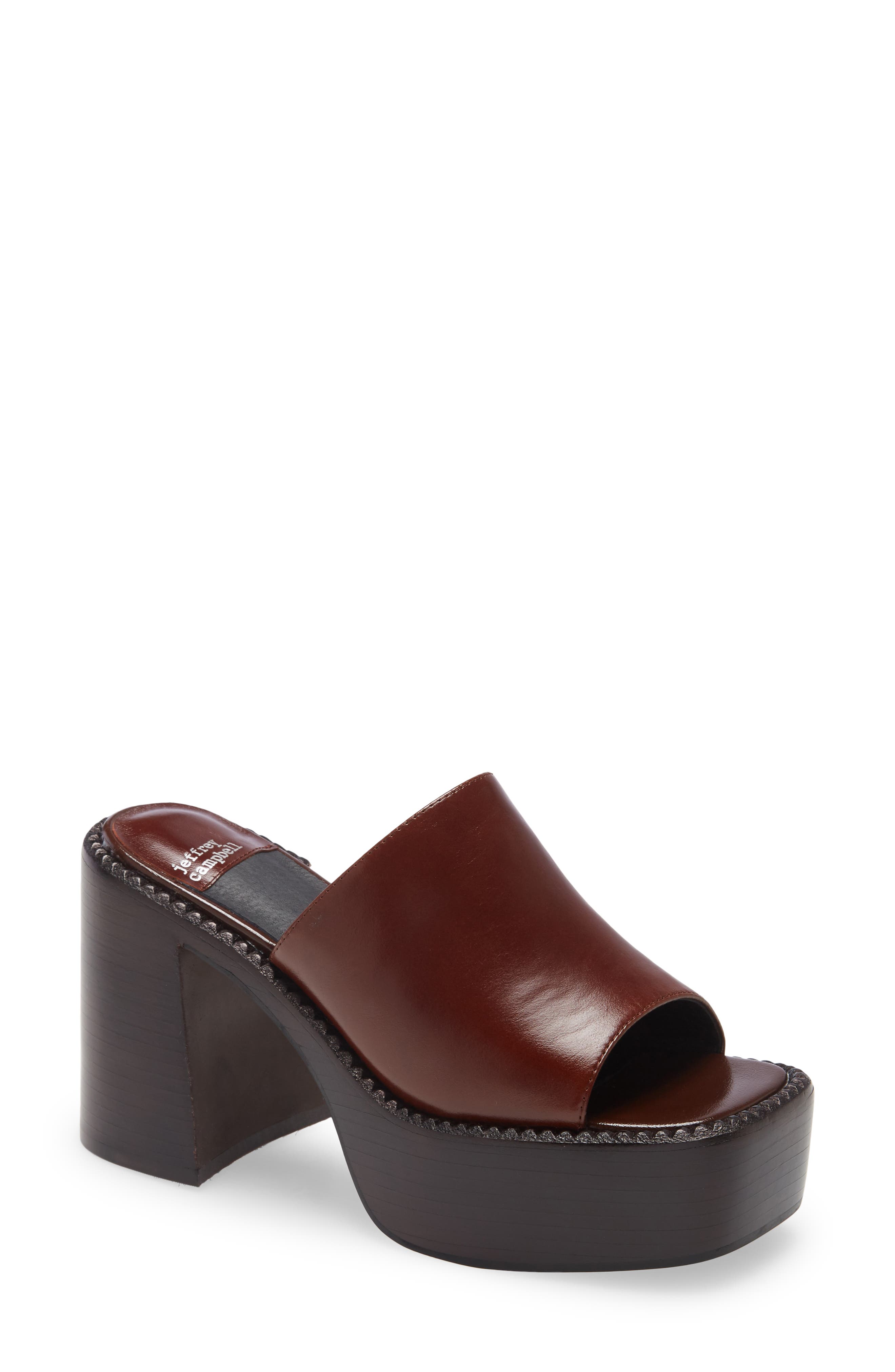 Concert Platform Slide Sandal, Main, color, BROWN