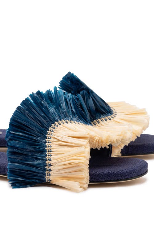 Larroude Ivy Fringe Flat In Navy Fringe