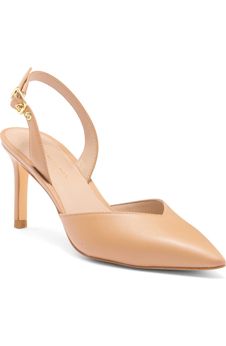 Stuart Weitzman Ryder Slingback Leather Pump, Main, color, Golden Beige
