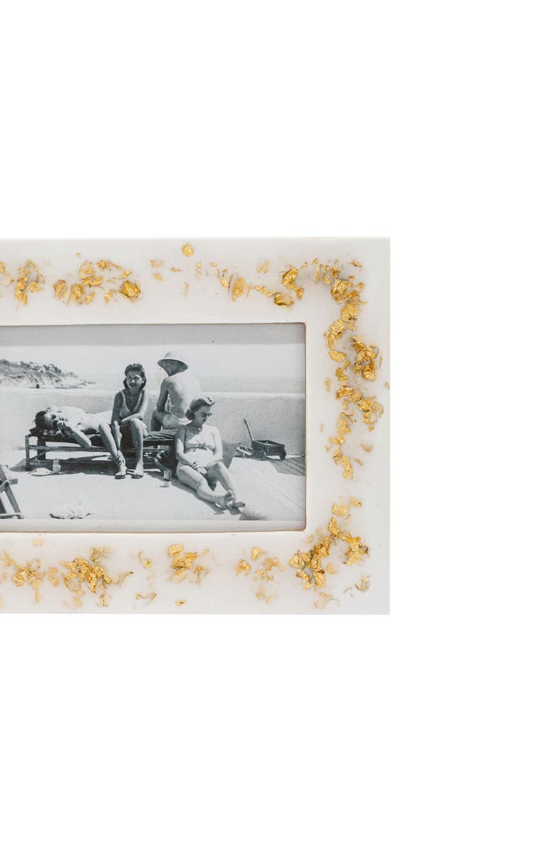 Foreside Home and Garden 4x6 Gold Flake Resin Photo Picture Mango Wood Frame w/ Glass Pane, Alternate, color, Gold