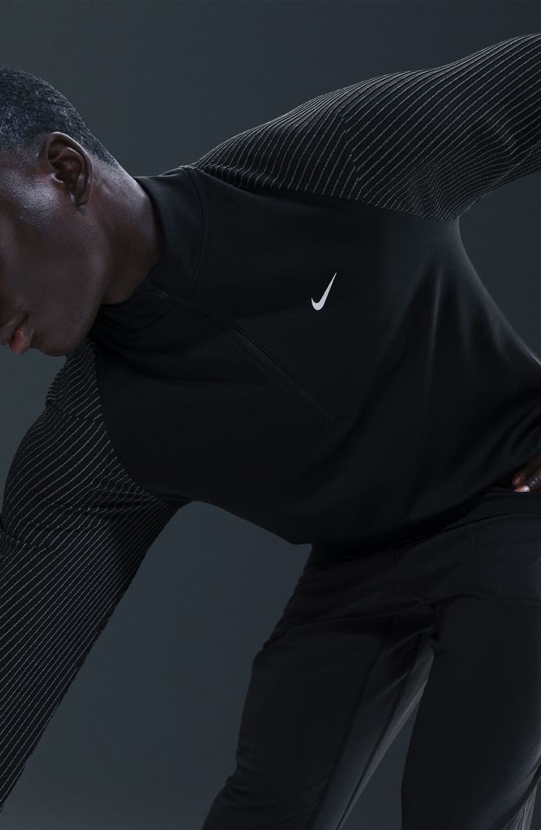 Nike Dri-FIT Half Zip Running Top with Reflective Accents, Alternate, color, Black/ Reflective Silv