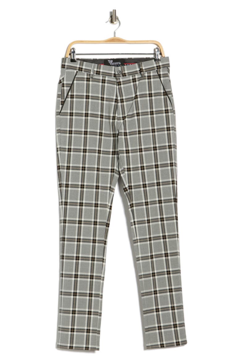 Plaid Straight Leg Trousers, Alternate, color, GREY