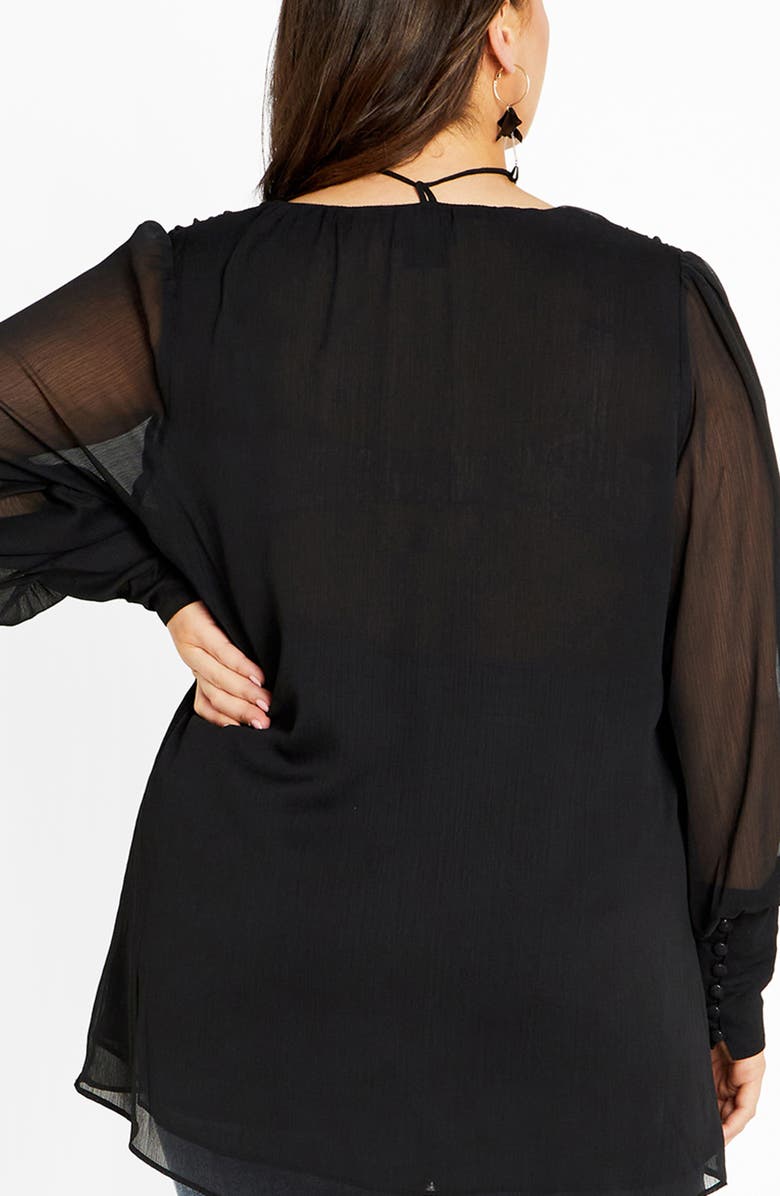 City Chic Lakelynn Rosette Top, Alternate, color, Black