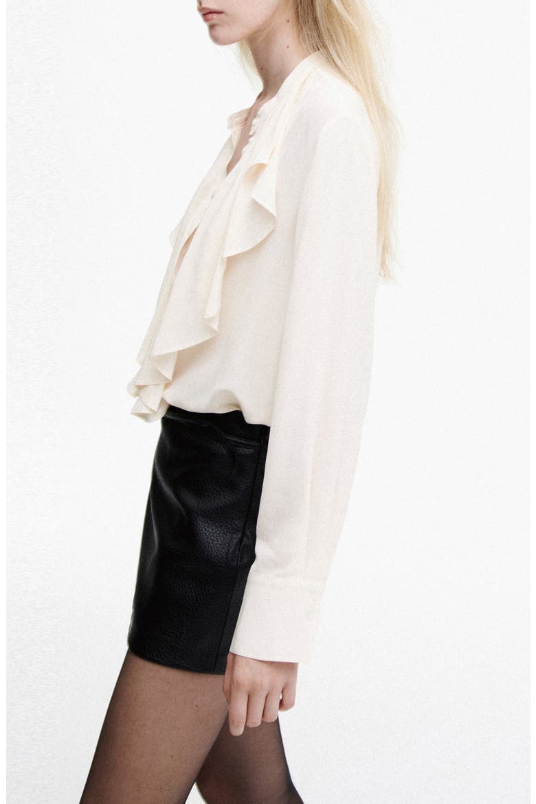 Russo Ruffle Button Shirt, Alternate, color, ECRU