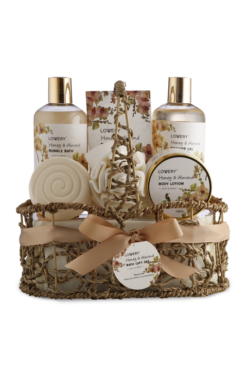 Honey & Almond Home Spa Gift Basket Luxury Set