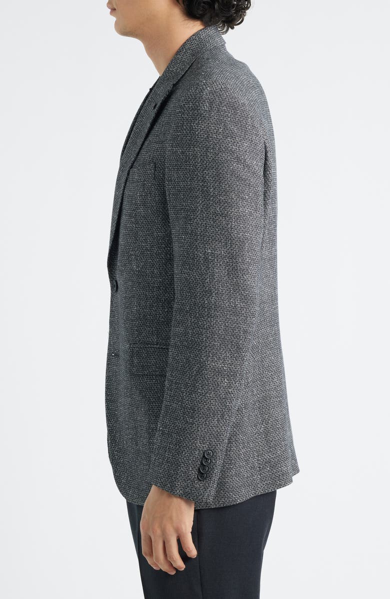 AllSaints Rawdon Slim Fit Black Mélange Wool & Linen Peak Lapel Sport Coat, Alternate, color, Black White