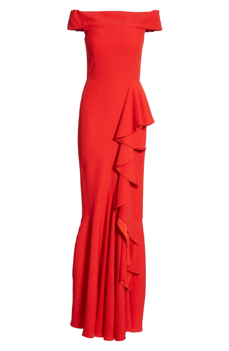 McQueen Alexander McQueen Ruffle Off the Shoulder Evening Dress, Alternate, color, 