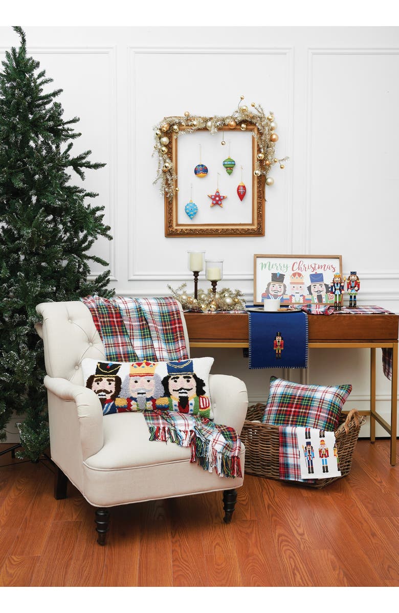 C&F Home Nutcracker Trio Soldiers Hooked Christmas Accent Pillow 12" x 24", Alternate, color, White