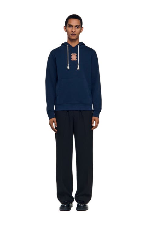 Leather patch sweatshirt