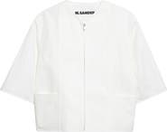 Jil Sander Darted Sleeve Cotton & Silk Poplin Zip Jacket