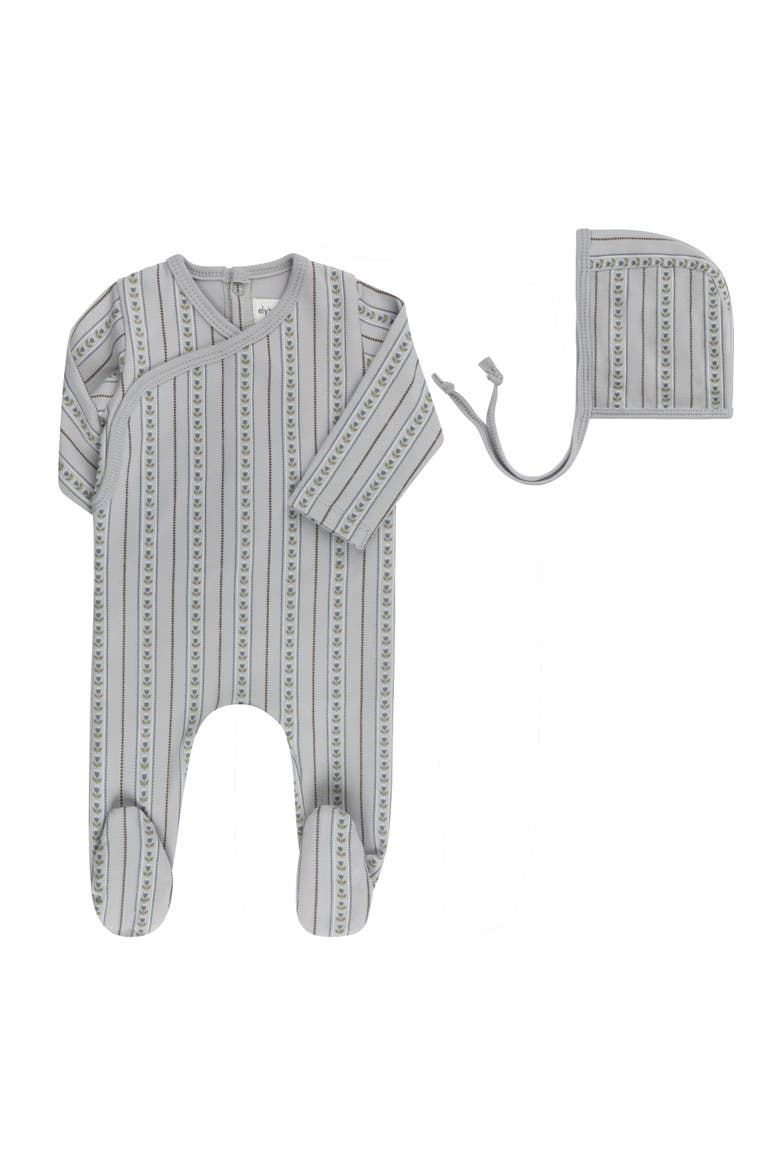 Linear Tulip Collection -  Footie + Bonnet, Main, color, Blue