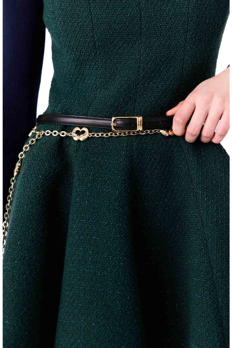 Chain belt with logo details, Alternate, color, Light gold