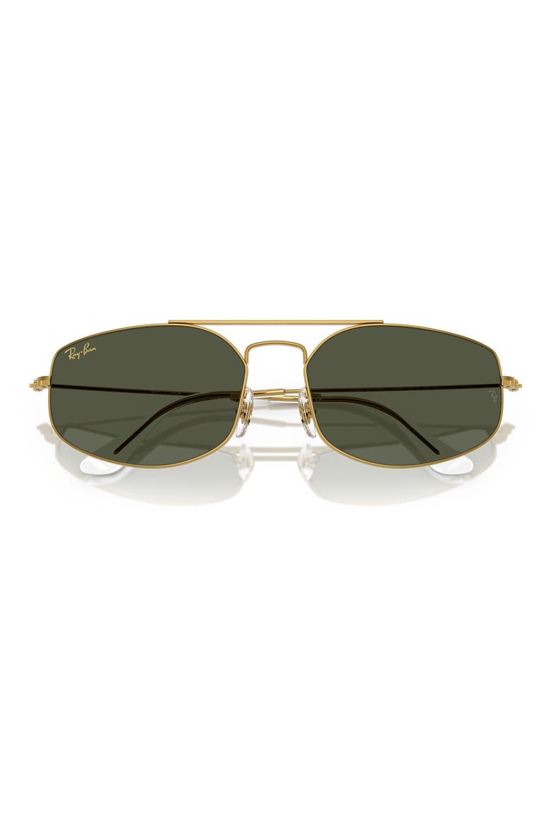57mm Irregular Oval Sunglasses, Alternate, color, YELLOW GOLD