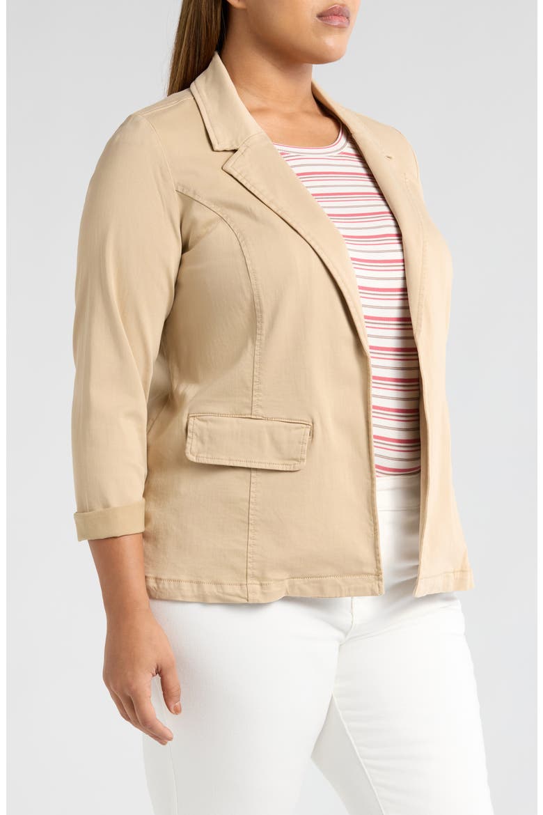 Fitted Open Front Twill Blazer, Alternate, color, CAPPUCCINO