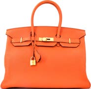 Pre-Owned Hermes Birkin Handbag Orange Togo with Gold Hardware 35