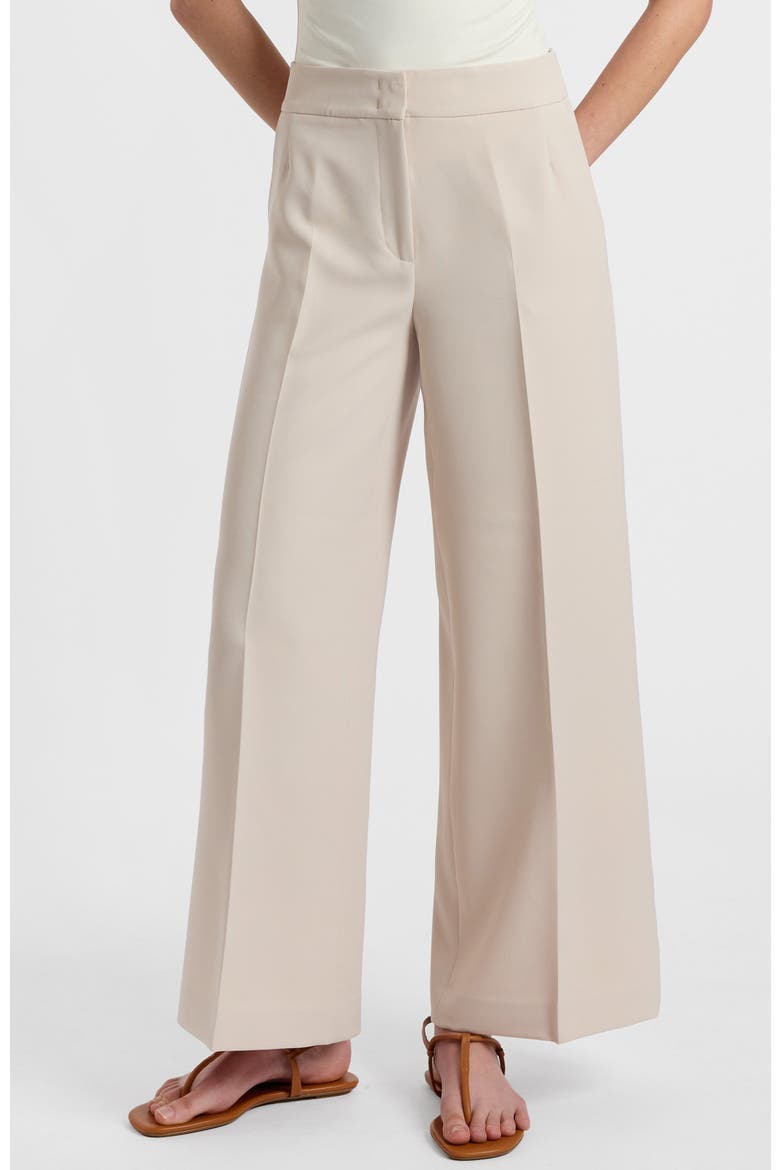 Thea Wide Leg Cropped Pant in Soft Stretch Crepe, Main, color, Beige