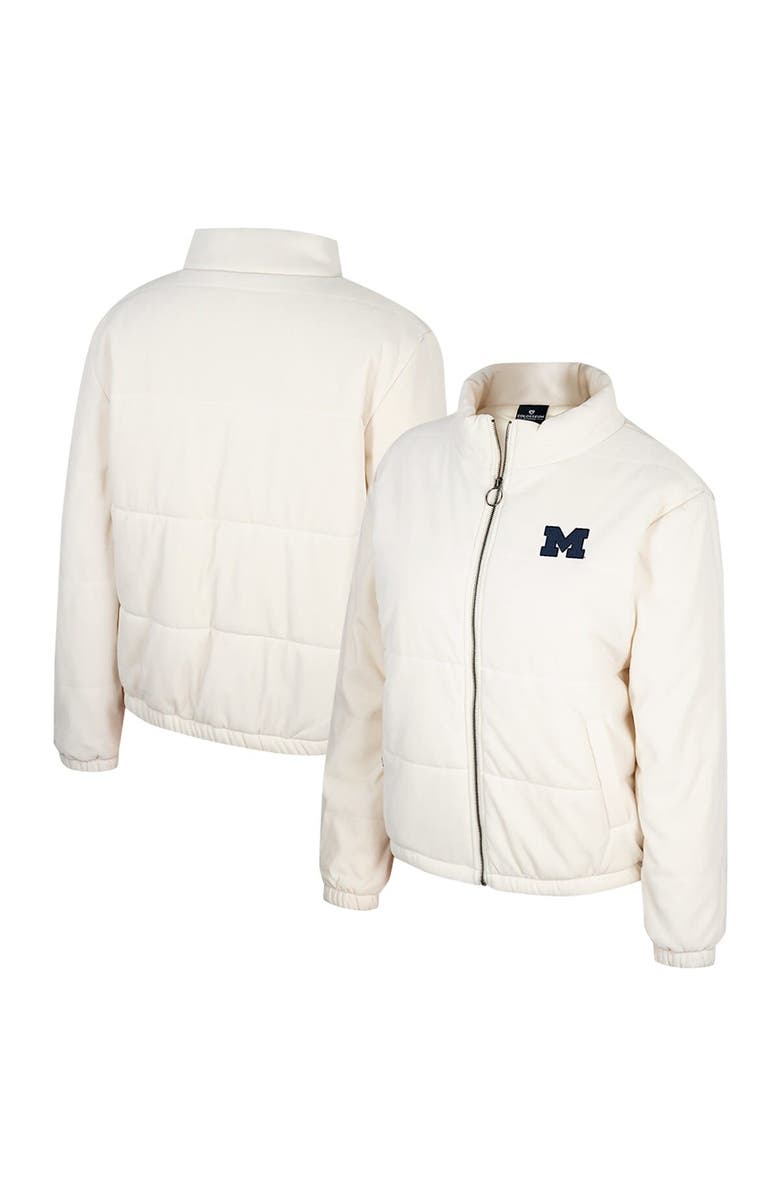 COLOSSEUM Women's Colosseum Cream Michigan Wolverines So Hot Right Now Quilted Puffer Full-Zip Jacket, Main, color, 
