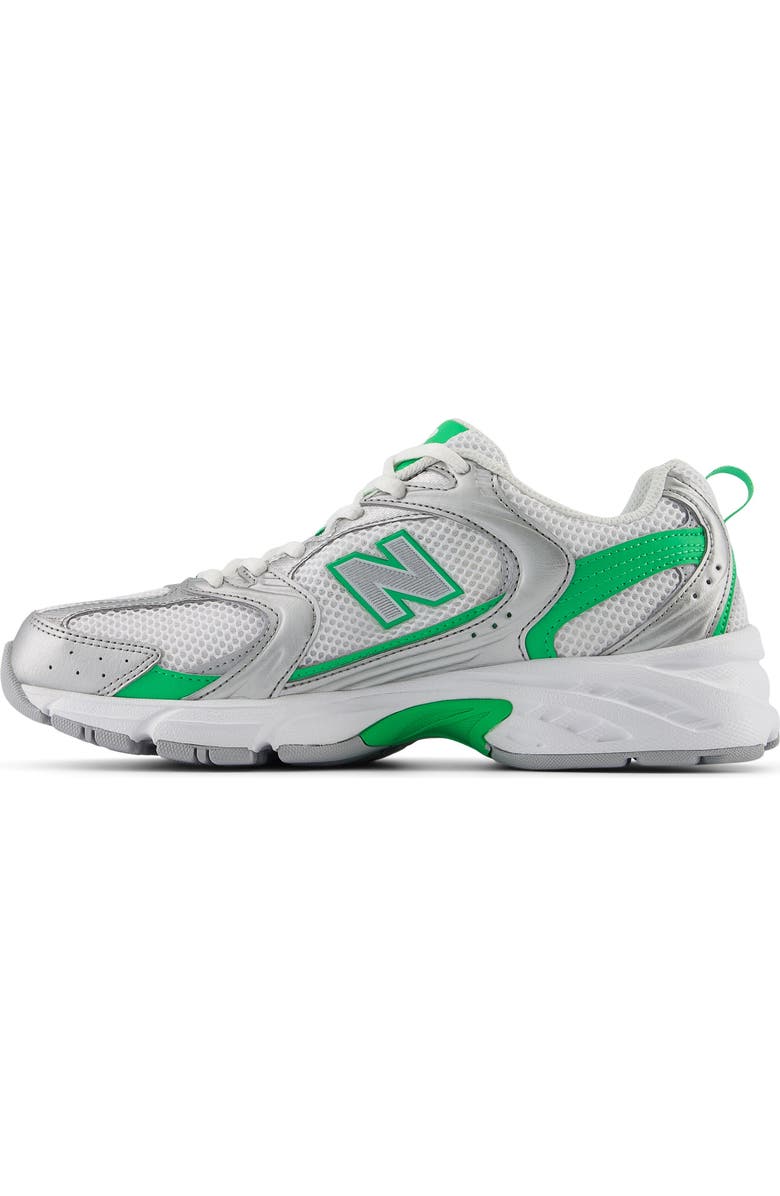 New Balance Gender Inclusive 530 Sneaker, Alternate, color, Silver Metallic/ Green Apple