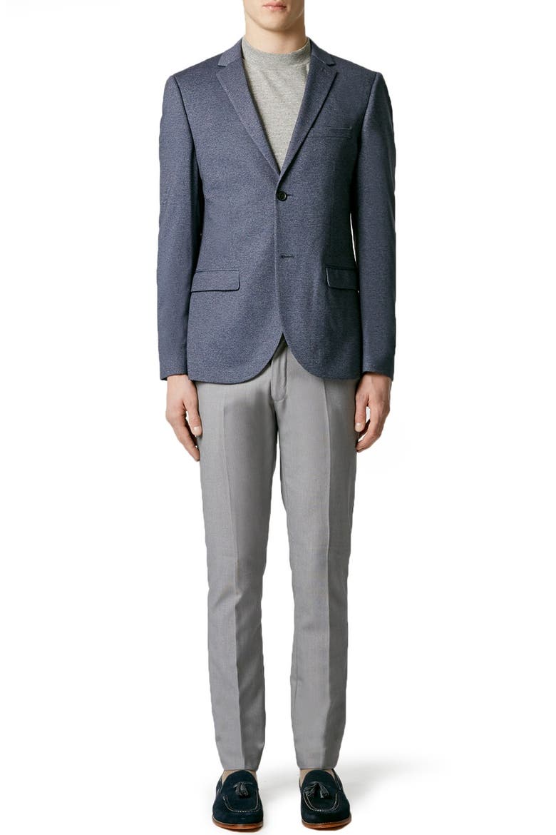 Skinny Fit Jersey Blazer, Alternate, color, DARK BLUE