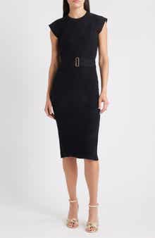 Vince Camuto Belted Knit Sheath Dress