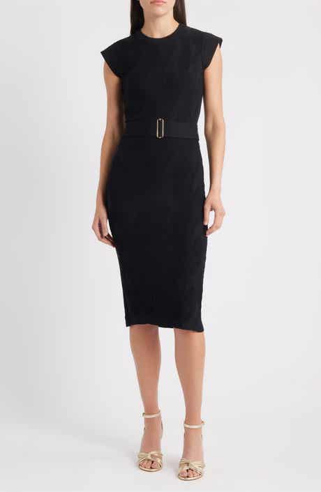 Vince Camuto Belted Knit Sheath Dress