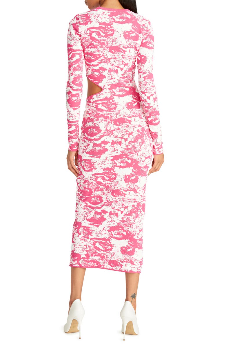 AMUR Cooper Cutout Long Sleeve Jacquard Midi Dress, Alternate, color, 