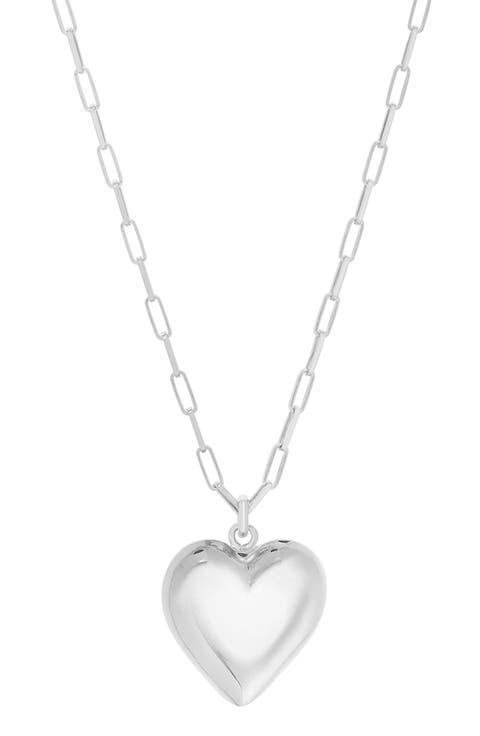 Paper Clip Chain Heart Pendant Necklace