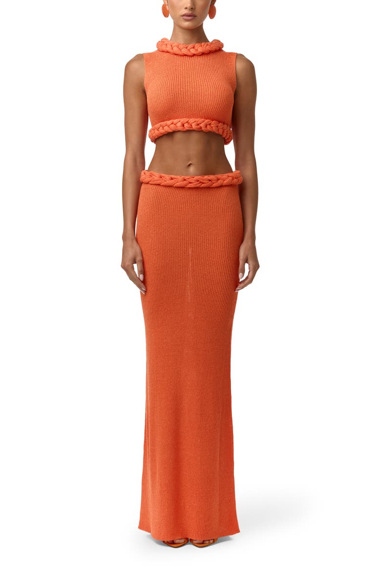 Rib Knit Braid Trim Crop Top, Alternate, color, PEACH SORBET