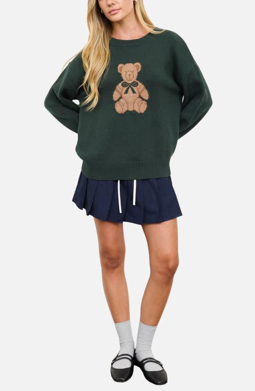 Blu Pepper Teddy Bear Pullover Sweater In Green