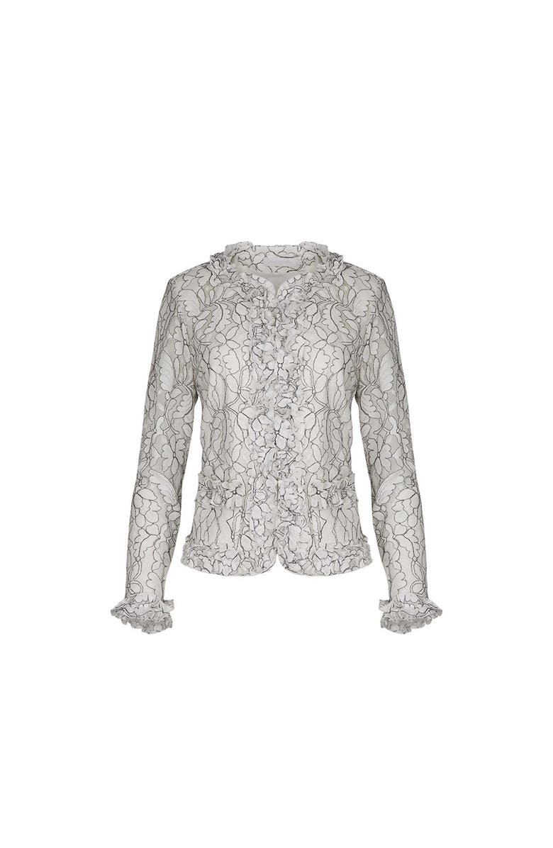 Anne Fontaine Women's  Giana White And Black Sheer Top, Main, color, Black/White