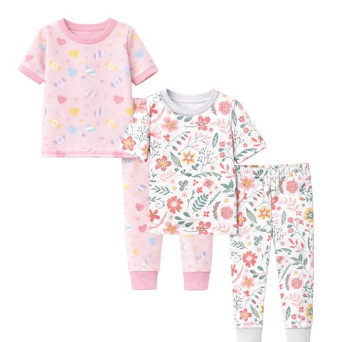 Girls Soft 2 Pack Short Sleeve Pajama Sets