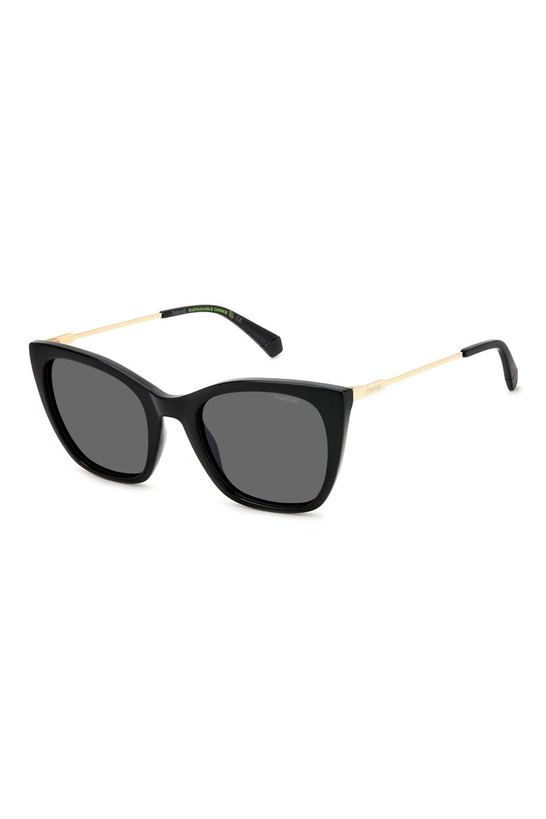 52mm Polarized Cat Eye Sunglasses, Alternate, color, BLACK/ GRAY POLAR