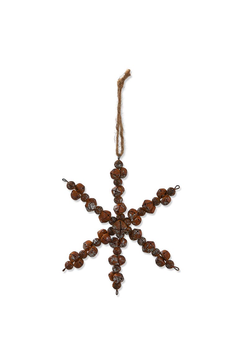 Brown Iron Bell Snowflake Ornament for Christmas Tree, Main, color, Brown