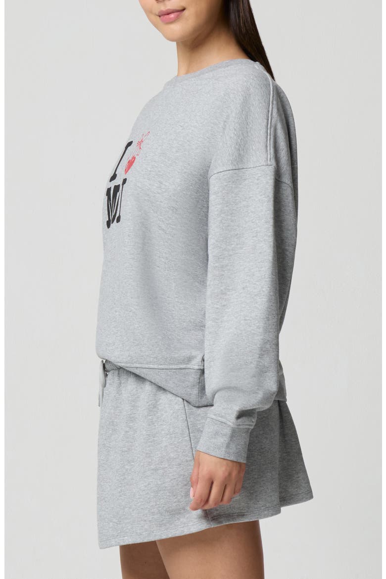 Cozy Crush Graphic Sweatshirt, Alternate, color, HEATHER GREY/ CHERRY