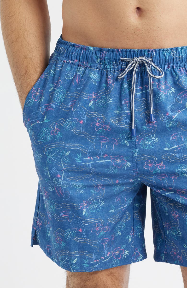 Peter Millar Rain Forest Swim Trunks, Alternate, color, Windsor Blue