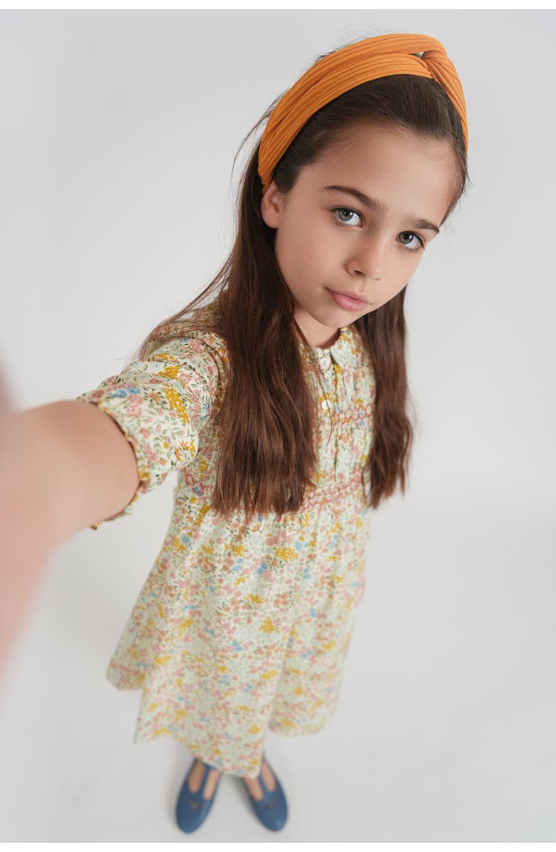 Clô Multi Flower Print Girls Dress with Front Smocking, Alternate, color, Lilac