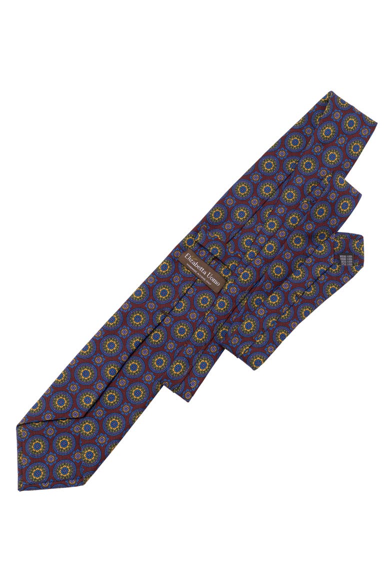 La Vigna - Printed Silk Tie for Men, Alternate, color, Burgundy