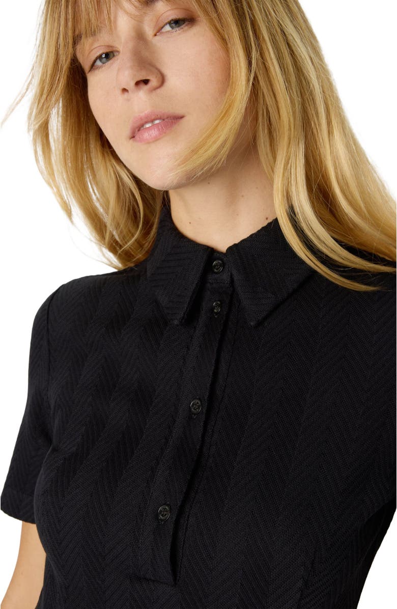 Missoni Polo Mini Dress With Zigzag Pattern, Alternate, color, Black