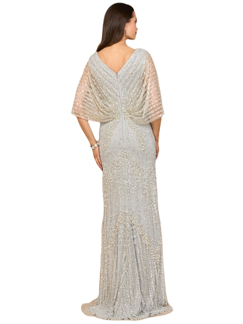 Lara New York Cape Sleeve Mermaid Gown