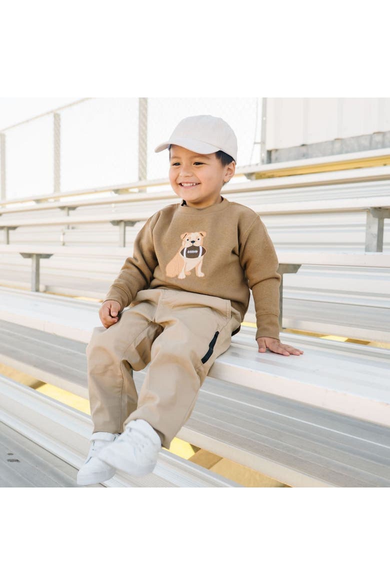 Bulldog Football Patch Sweatshirt, Alternate, color, Mocha