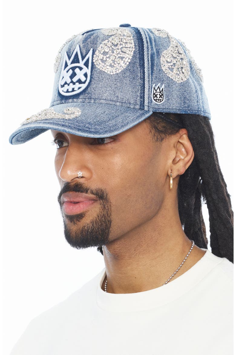 Paisley Crystal A-Frame Trucker Baseball Cap, Alternate, color, LIGHT BLUE