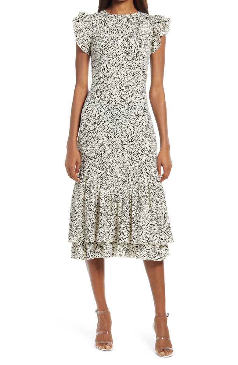 Chi Chi London Caggie Ruffle Midi Dress, Main, color,